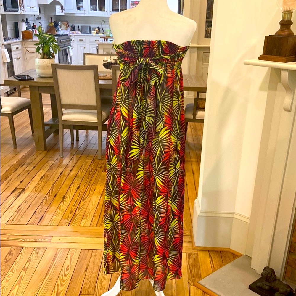 Milly Cabana Leaf Pattern Strapless Maxi Dress size M - Picture 4 of 7